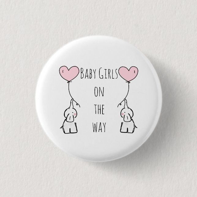 Zwillingsmädchen im Baby erwarten Abzeichen für Ma Button (Vorderseite)