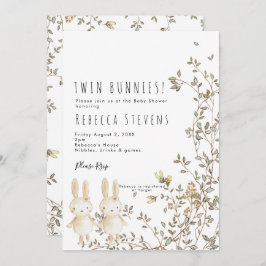 Zwillingsmädchen Wildblume Babydusche Einladung