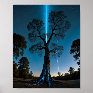 Zwillingsplaneten in leuchtender Nebula Weltraumku Poster
