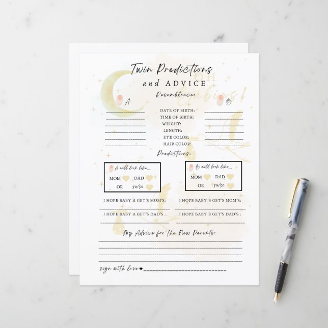 Zwillingsprädikate und Ratschläge, Oh Babys! (Vorderseite/Rückseite Beispiel)