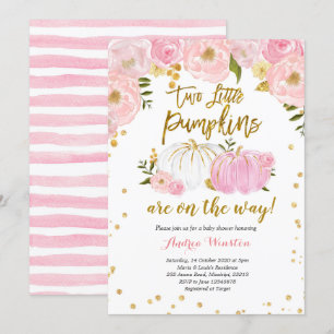 Zwillingspuffeldusche in Rosa und Gold Einladung