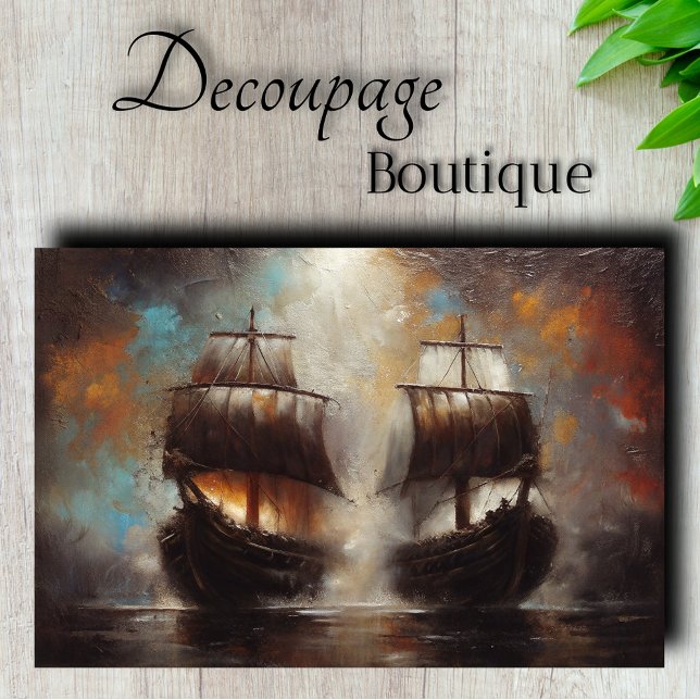 Zwillingsschiff-Schlacht Seidenpapier (Twin Ships Battle Decoupage Tissue Paper)