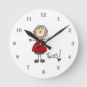 Zwillingsshirt und Geschenke für werdende Mütter Runde Wanduhr