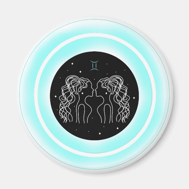 Zwillingssymbol – Minimales Astrologie-Emblem Magnet (Vorne)