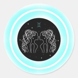 Zwillingssymbol – Minimales Astrologie-Emblem Runder Aufkleber