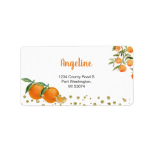 Zwin Citrus Orange Moderne Adresse Adressaufkleber