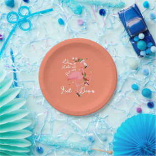 Zwing mich nicht, meine Füße in rosa Flamingo-Gesc Pappteller