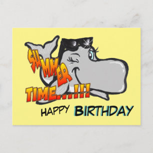 Zwinker-Wal-Happy-Birthday-Grußkarte Postkarte