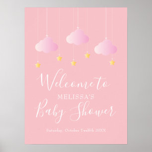 Zwinkern Sie rosa Baby Mädchen Shower Willkommen Poster