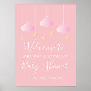 Zwinkern Sie rosa Baby Mädchen Shower Willkommen Poster