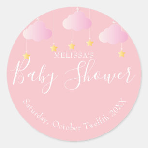 Zwinkern zwinkern kleiner Stern Baby Shower Pink Runder Aufkleber