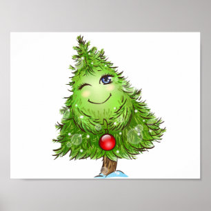 Zwinkernden Weihnachtsbaum Poster