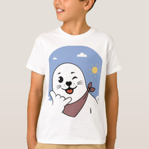 Zwinkerndes Siegel mit Bandana, das das Shaka-Zeic T-Shirt