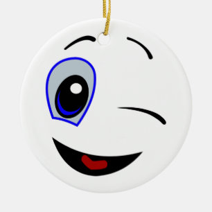 ZWINKERNDES SMILEY-GESICHT KERAMIK ORNAMENT