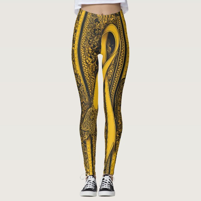 Zwirn-Gelbband-KI-Kunst Leggings (Vorderseite)