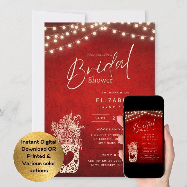 Zwirnbeleuchtung | Rustikale Brauerei Hochzeit Einladung (Von Creator hochgeladen)