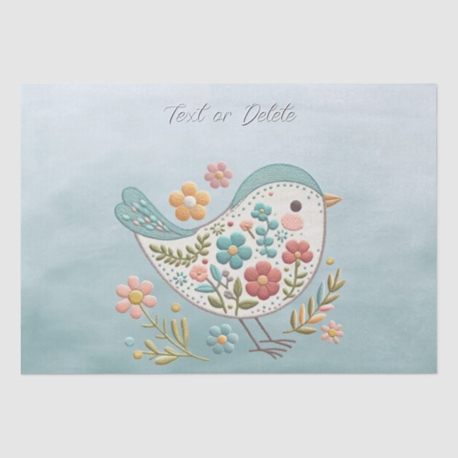 Zwirnpapier für die Blume Little Bird Blue Pink Seidenpapier (Vorderseite)