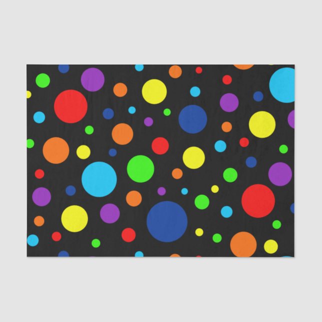Zwirnpapier mit schwarzen Rainbow-Spots Seidenpapier (Vorderseite)