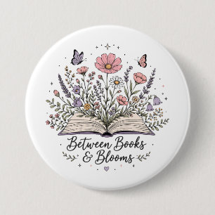 Zwischen Büchern und Blüten Buchliebhaber Leser Button