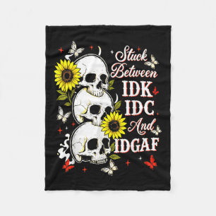 Zwischen Idk, Ich Und Idgaf Sonnenblumen-Schädel S Fleecedecke