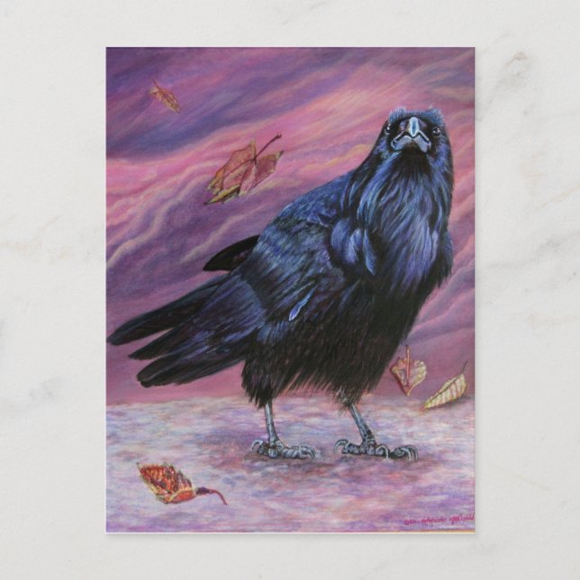 Zwischen Worlds Raven Postcard von Michaeline McDo Postkarte (Vorderseite)