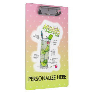 ZWISCHENABLAGE - MOJITO-REZEPT COCKTAIL-KUNST KLEMMBRETT