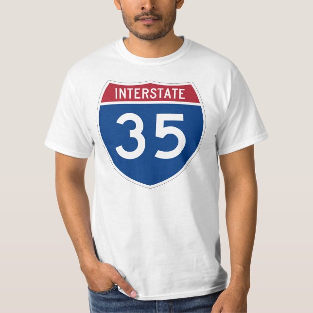 Zwischenstaat 35 (I-35) Autobahnzeichen T-Shirt (Vorderseite)