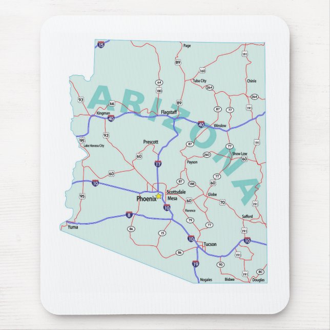Zwischenstaatliche Karte Mousepad Arizonas (Vorne)