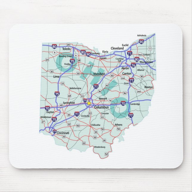 Zwischenstaatliche Karte Mousepad Ohios (Vorne)