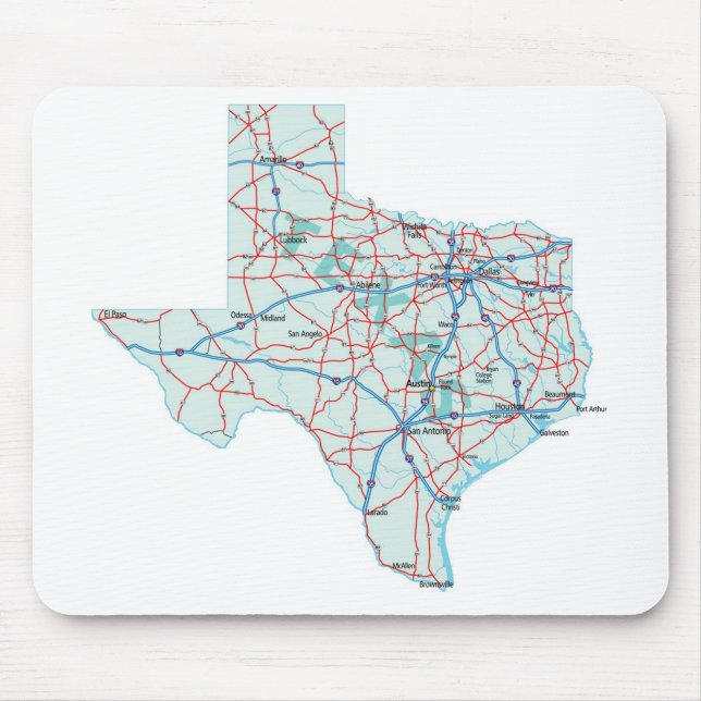 Zwischenstaatliche Karte Mousepad Texas (Vorne)