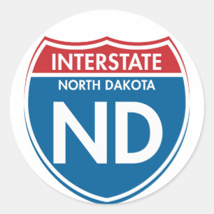 Zwischenstaatliches North Dakota Nd Runder Aufkleber
