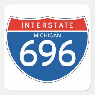 Zwischenstaatliches Zeichen 696 - Michigan Quadratischer Aufkleber