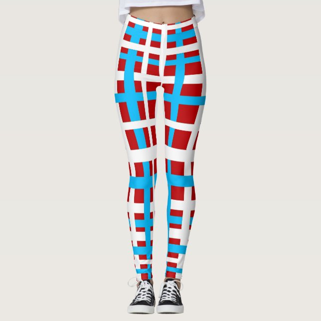 Zwischenverriegelungen Streifen Weißes rotes Licht Leggings (Vorderseite)