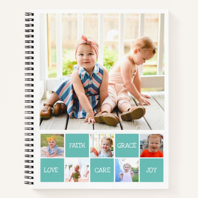 Zwölf Fotos sammeln Inspirierend Wörter Familienta Notizbuch (Vorderseite)