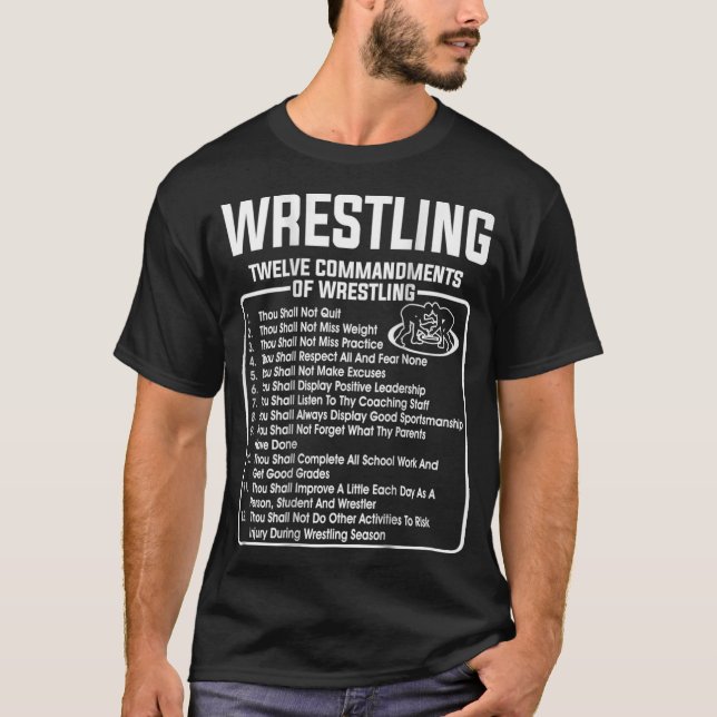 Zwölf Gebote des Wrestlings T-Shirt (Vorderseite)