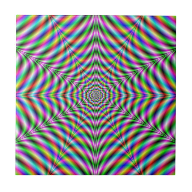 Zwölf gepunktete psychedelische Web-Fliesen Fliese (Vorderseite)