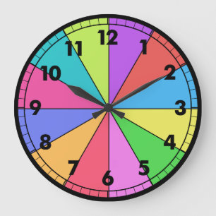 Zwölf helle Farben Große Wanduhr