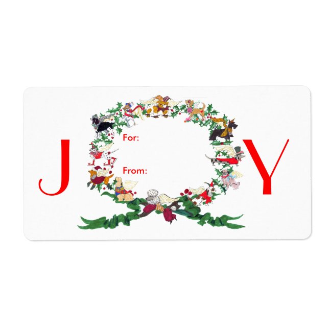 Zwölf Hunde Weihnachtsgeschenke Tag Sticker (Vorne)