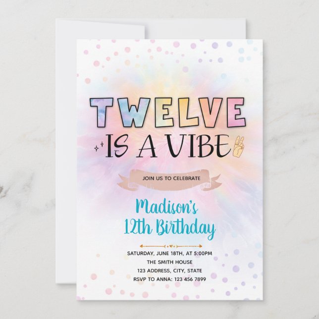Zwölf ist eine Einladung zum Geburtstag von Vibe (Vorderseite)