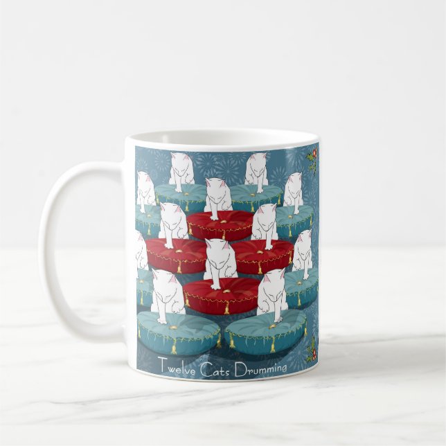 Zwölf Katzen-Trommeln… Feiertag Kaffeetasse (Links)
