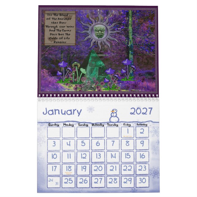 Zwölf Monate Göttinnen Kalender (Jan 2027)