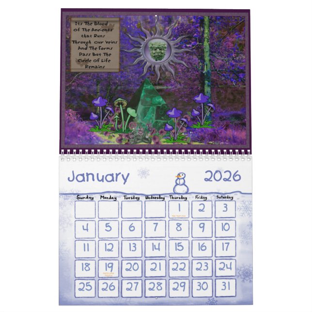 Zwölf Monate Göttinnen Kalender (Jan 2026)