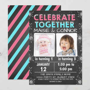 Zwölf oder gemeinsame Wintergeburtstagseinladung Einladung