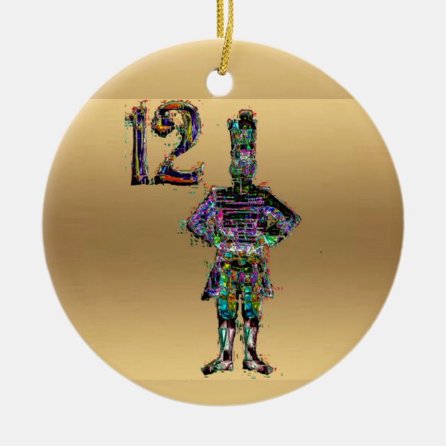 Zwölf Schlagzeuger, die Goldweihnachtsdekoration Keramik Ornament (Vorne)