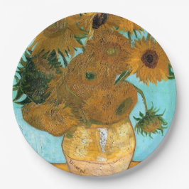 Zwölf Sonnenblumen in einer Vase (Stillleben Maler Pappteller