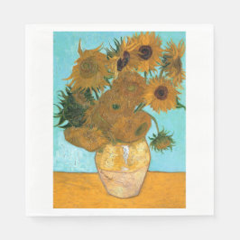 Zwölf Sonnenblumen in einer Vase (Stillleben Maler Serviette