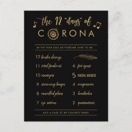 Zwölf Tage in Corona | Gold Christmas Black Feiertagspostkarte