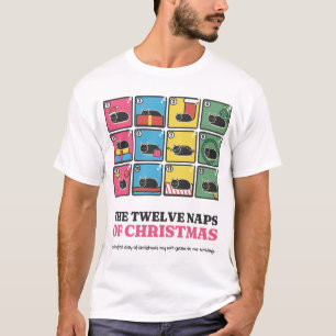 Zwölf Weihnachtsnickerchen Lustige schwarze Katze T-Shirt