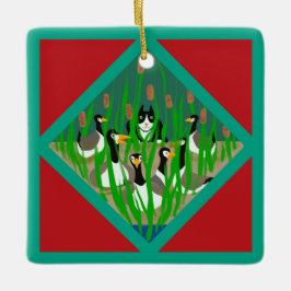 Zwölf Weihnachtstage mit Katze 6. Tag Keramikornament