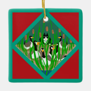 Zwölf Weihnachtstage mit Katze 6. Tag Keramikornament